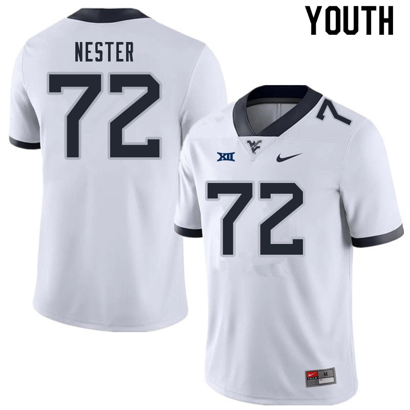 Youth #72 Doug Nester West Virginia Mountaineers College Football Jerseys Sale-White - Click Image to Close
